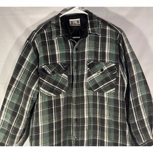 Vintage Deer Creek Men's M Green Flannel Work Shirt Lined Coat Jacket
